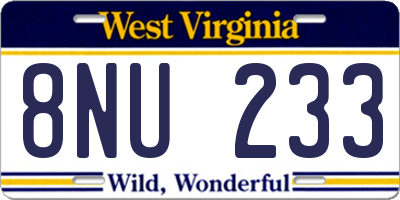 WV license plate 8NU233