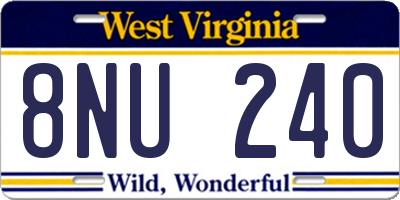 WV license plate 8NU240