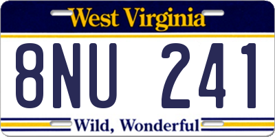 WV license plate 8NU241