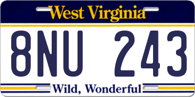 WV license plate 8NU243