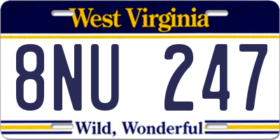 WV license plate 8NU247