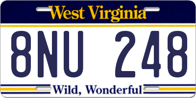 WV license plate 8NU248
