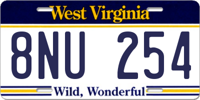 WV license plate 8NU254