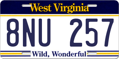 WV license plate 8NU257