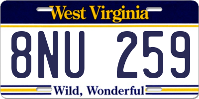 WV license plate 8NU259