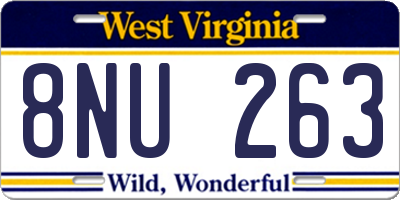 WV license plate 8NU263