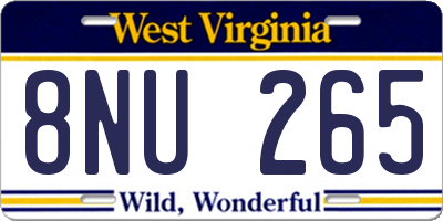 WV license plate 8NU265