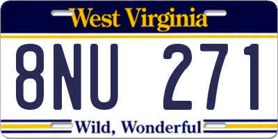 WV license plate 8NU271