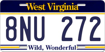 WV license plate 8NU272