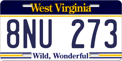 WV license plate 8NU273