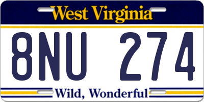 WV license plate 8NU274