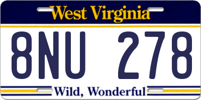 WV license plate 8NU278