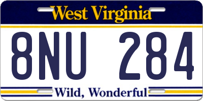 WV license plate 8NU284