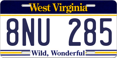 WV license plate 8NU285