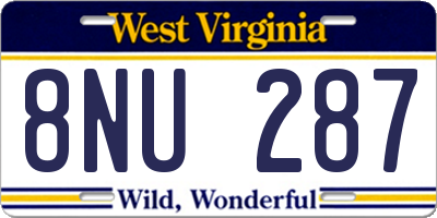 WV license plate 8NU287