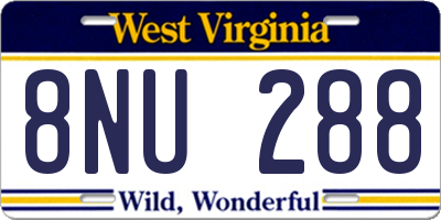 WV license plate 8NU288