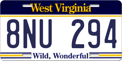 WV license plate 8NU294