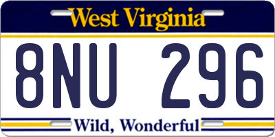 WV license plate 8NU296