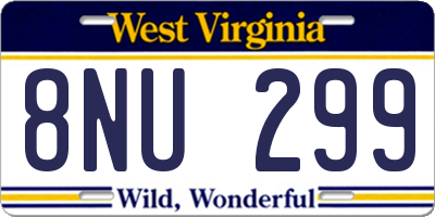 WV license plate 8NU299