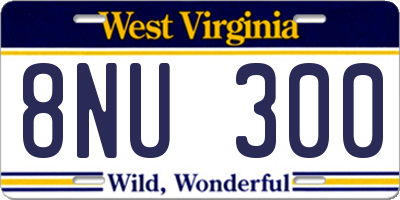 WV license plate 8NU300