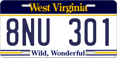 WV license plate 8NU301