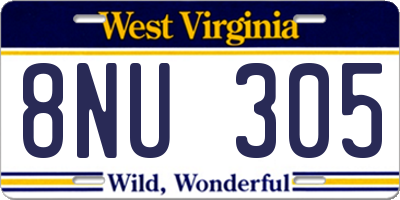 WV license plate 8NU305