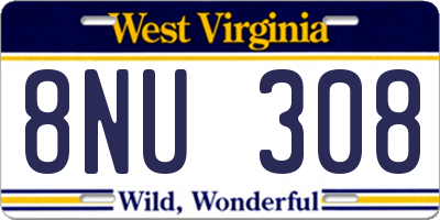 WV license plate 8NU308