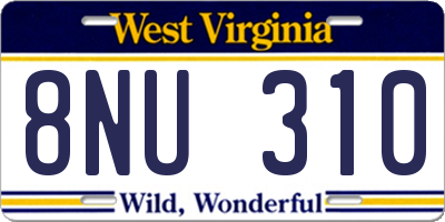 WV license plate 8NU310