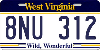 WV license plate 8NU312