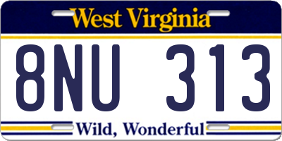WV license plate 8NU313