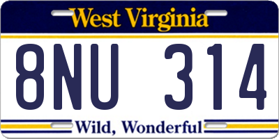 WV license plate 8NU314