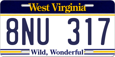 WV license plate 8NU317