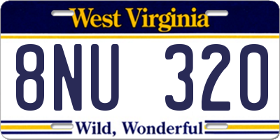 WV license plate 8NU320