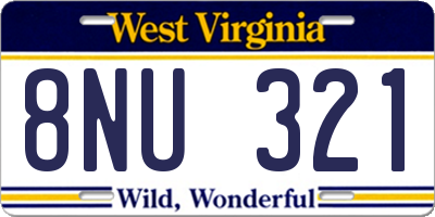 WV license plate 8NU321