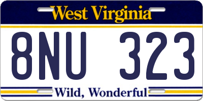 WV license plate 8NU323