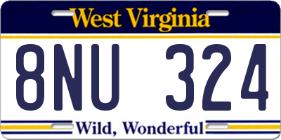 WV license plate 8NU324