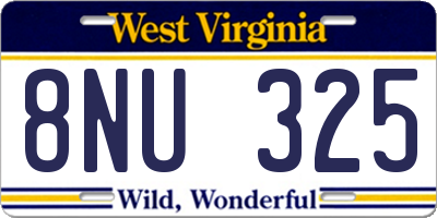 WV license plate 8NU325