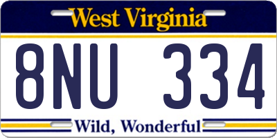 WV license plate 8NU334