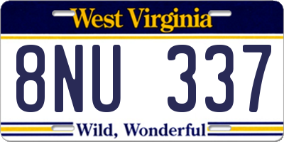 WV license plate 8NU337