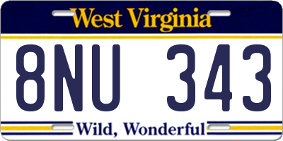 WV license plate 8NU343