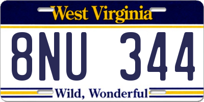 WV license plate 8NU344