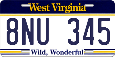 WV license plate 8NU345