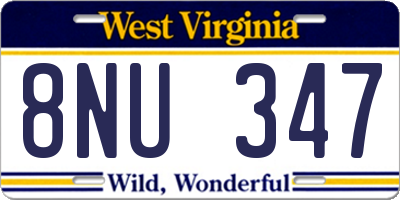 WV license plate 8NU347
