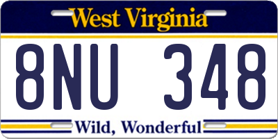 WV license plate 8NU348