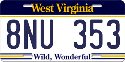 WV license plate 8NU353