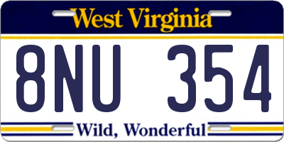 WV license plate 8NU354