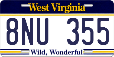 WV license plate 8NU355