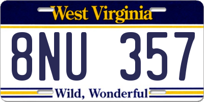 WV license plate 8NU357
