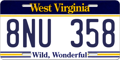 WV license plate 8NU358