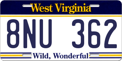WV license plate 8NU362